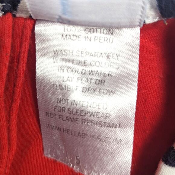 Bella Bliss Dress Girl Sz 5 Red Navy Stripe Shift Sleeveless Boutique Drop Waist - Picture 6 of 6